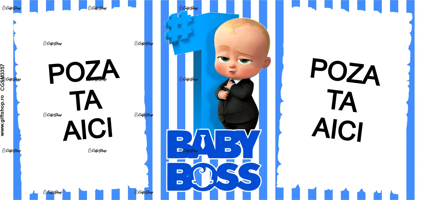 Baby boss, cana personalizata cu 2 poze, 330ml, model 3357